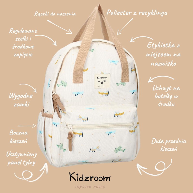 Plecak dla dzieci L Small Aeroplane Beige KIDZROOM