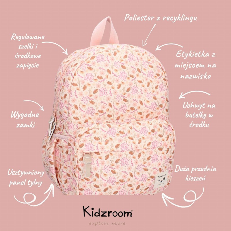 Plecak dla dzieci L Memories Flowers Pink KIDZROOM