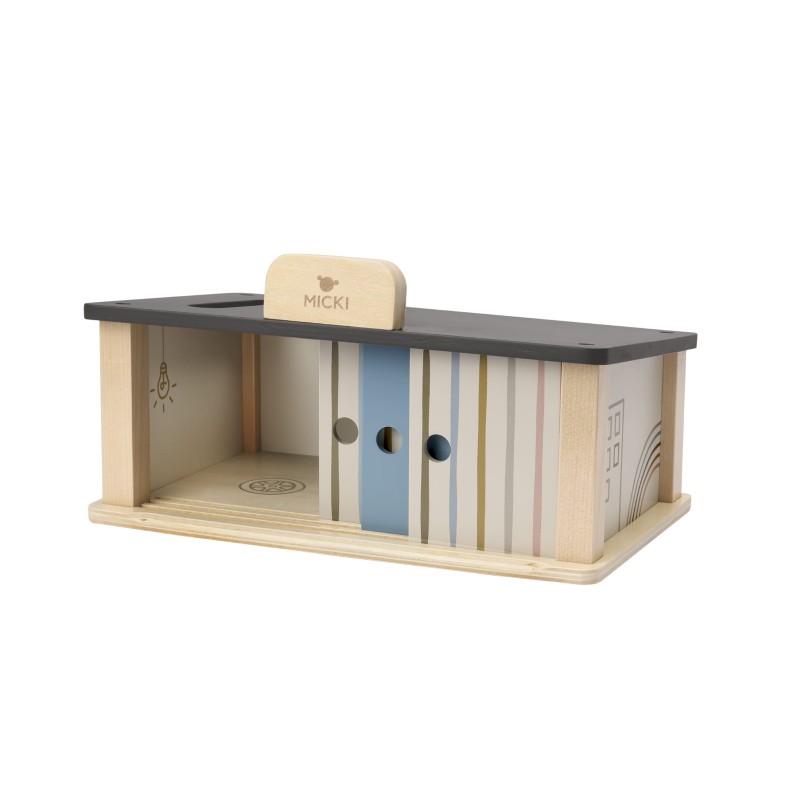 Drewniany garaż zabawka dla dzieci zabawa samochodami warsztat auta Micki