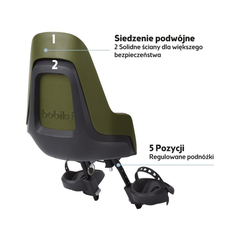 Fotelik rowerowy ONE mini NEW Olive Green Bobike