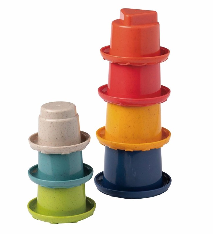 Tęczowa wieża z kubków do układania 6m+ TOLO Bio