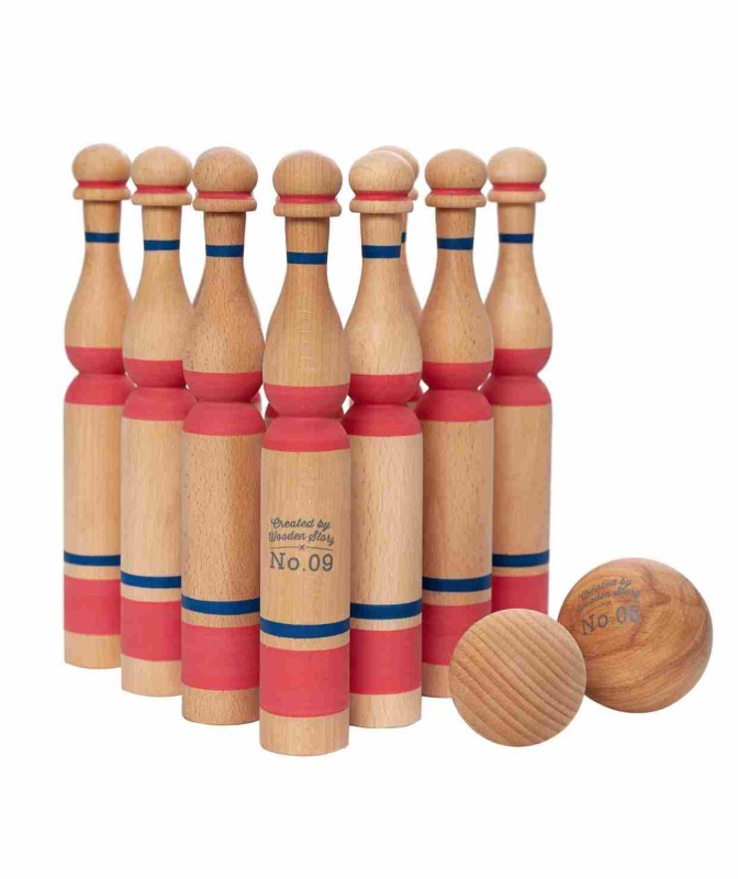 Drewniane Kręgle – Czerwone 10 szt. Wooden Story