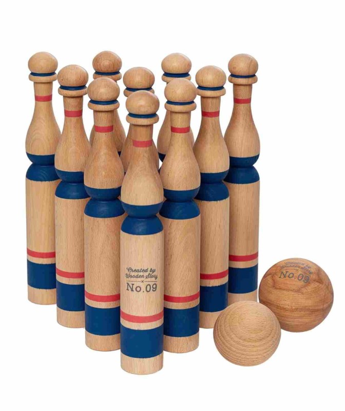 Drewniane Kręgle – Niebieskie 10 szt. Wooden Story
