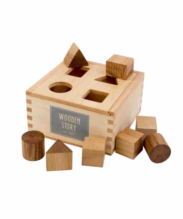 Drewniany Box do Sortowania Kształtów – Naturalny Wooden Story