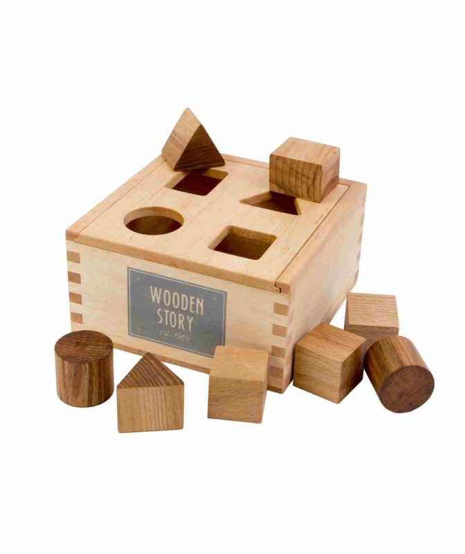 Drewniany Box do Sortowania Kształtów – Naturalny Wooden Story