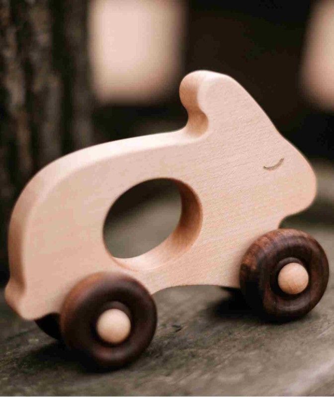 Drewniana Zabawka na Kółkach Królik Wooden Story