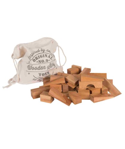Drewniane Klocki w Worku – Naturalne, XL 50 elementów Wooden Story