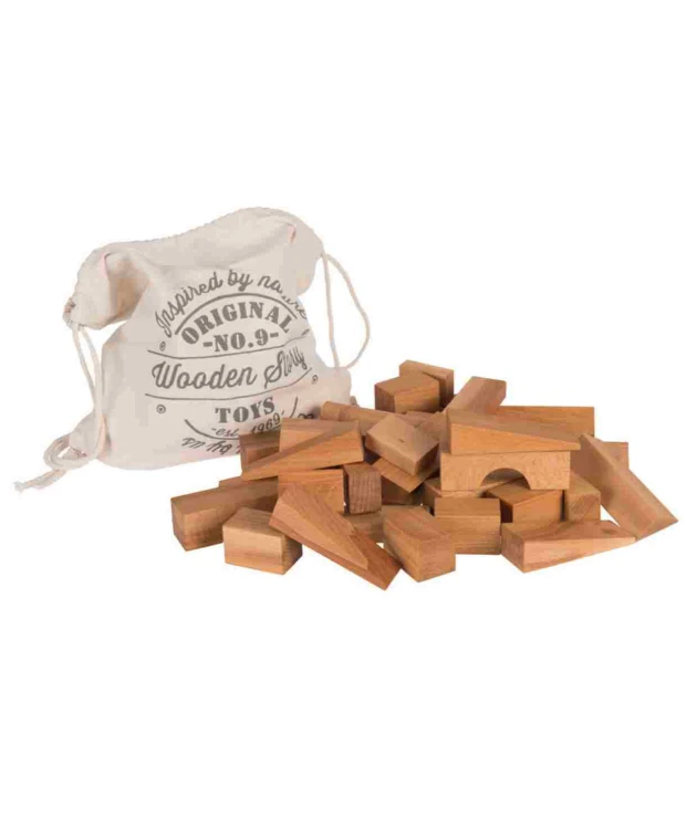 Drewniane Klocki w Worku – Naturalne, XL 50 elementów Wooden Story