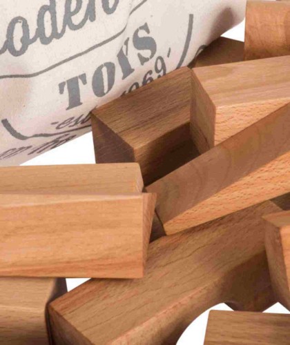 Drewniane Klocki w Worku – Naturalne, XL 50 elementów Wooden Story