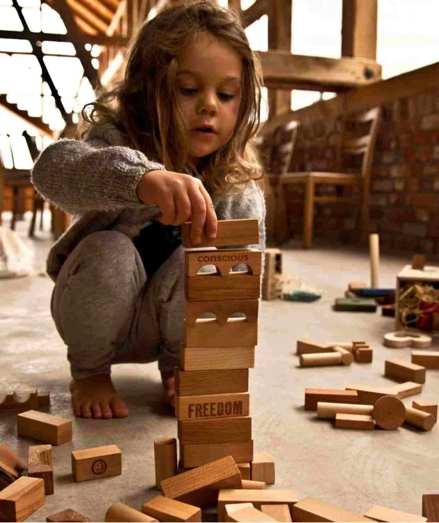 Drewniane Klocki w Worku – Naturalne, XL 50 elementów Wooden Story
