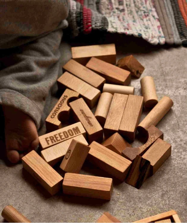 Drewniane Klocki w Worku – Naturalne, XL 50 elementów Wooden Story