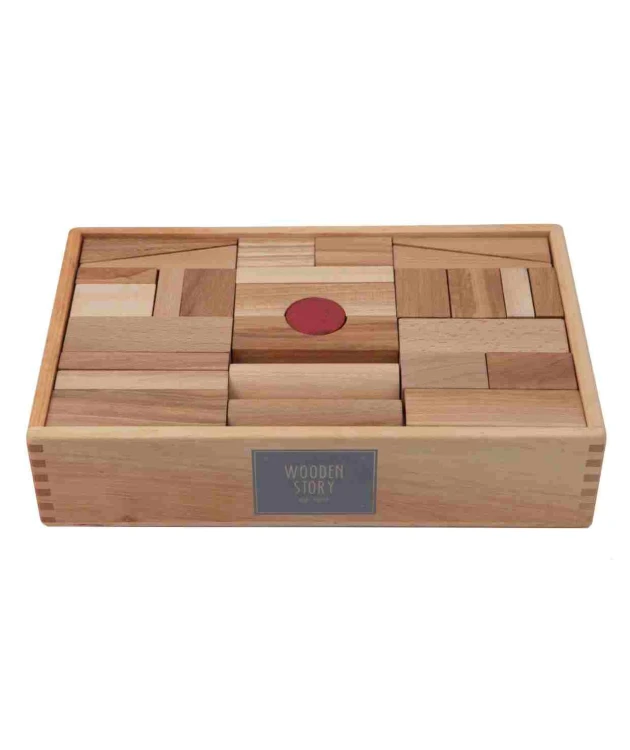 Drewniane Klocki w Skrzynce – Naturalne, XL 63 elementy Wooden Story