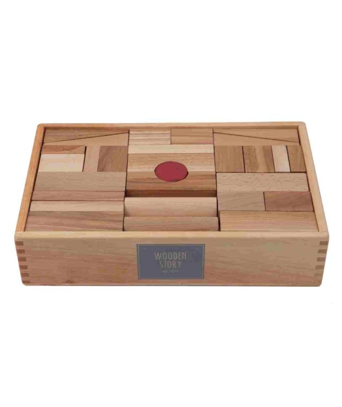 Drewniane Klocki w Skrzynce – Naturalne, XL 63 elementy Wooden Story
