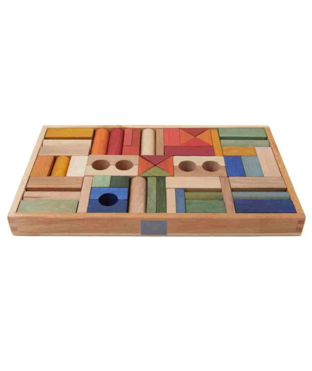 Drewniane Klocki w Skrzynce – Kolorowe, 54 Elementy Wooden Story