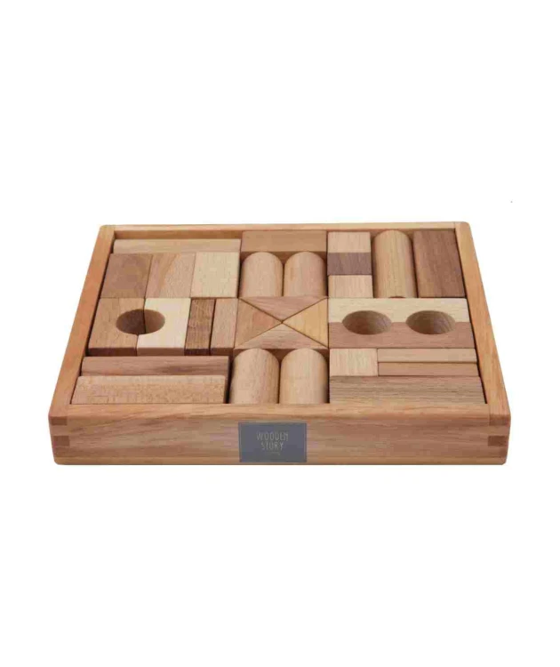 Drewniane Klocki w Skrzynce – Naturalne, 30 Elementów Wooden Story