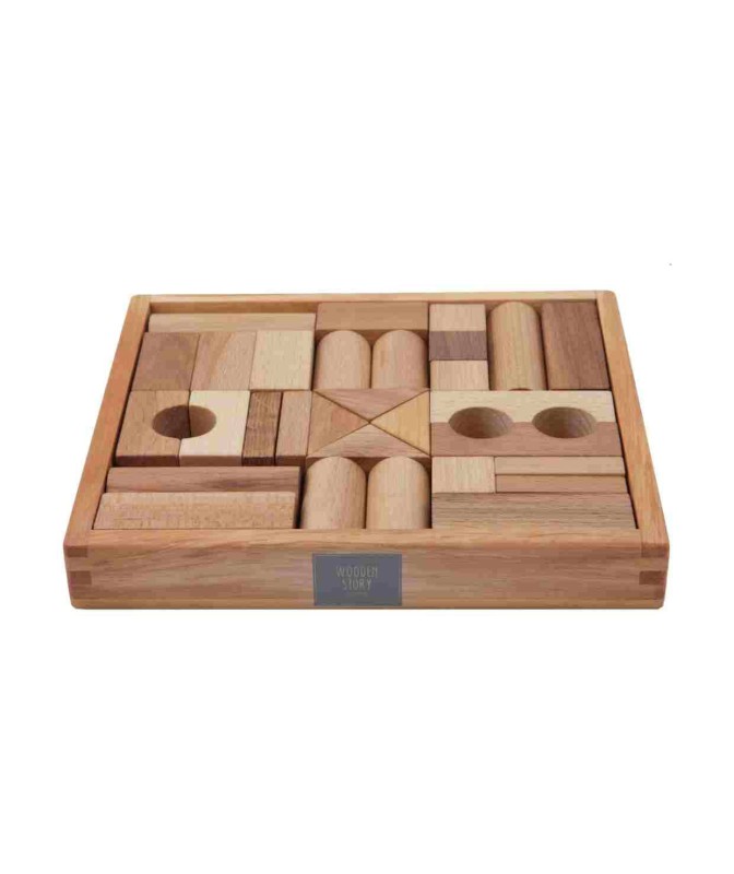 Drewniane Klocki w Skrzynce – Naturalne, 30 Elementów Wooden Story