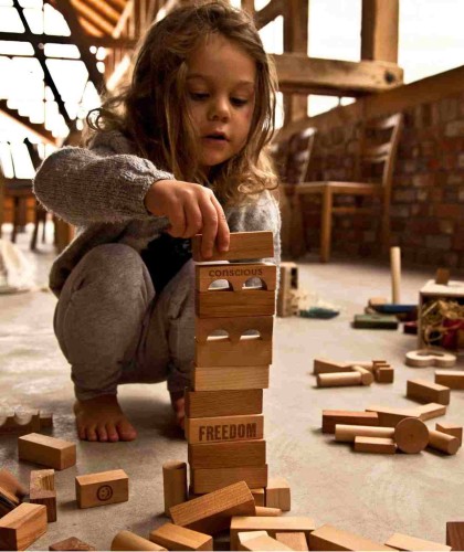 Drewniane Klocki w Worku – Surowe, 50 elementów Wooden Story
