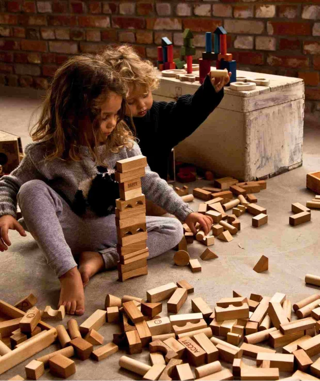 Drewniane Klocki w Worku – Surowe, 50 elementów Wooden Story