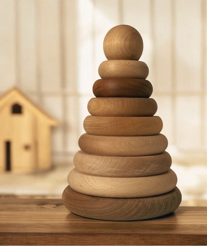 Drewniana Piramida Okrągła – Naturalna Wooden Story