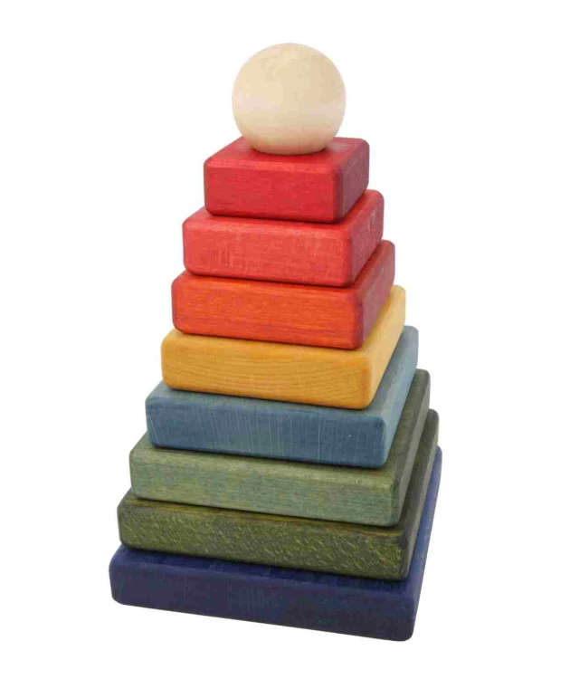 Drewniana Piramida Kwadratowa – Kolorowa Wooden Story