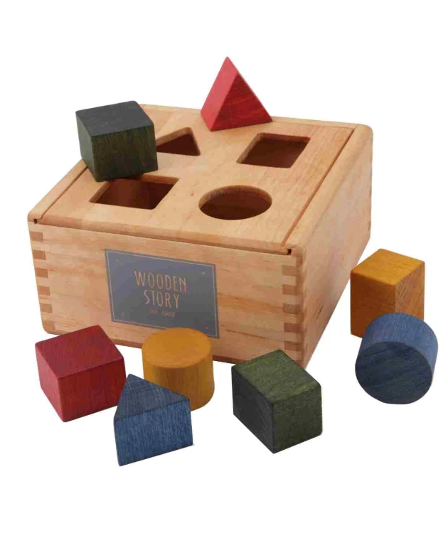 Drewniany Box do Sortowania Kształtów Kolorowy Wooden Story