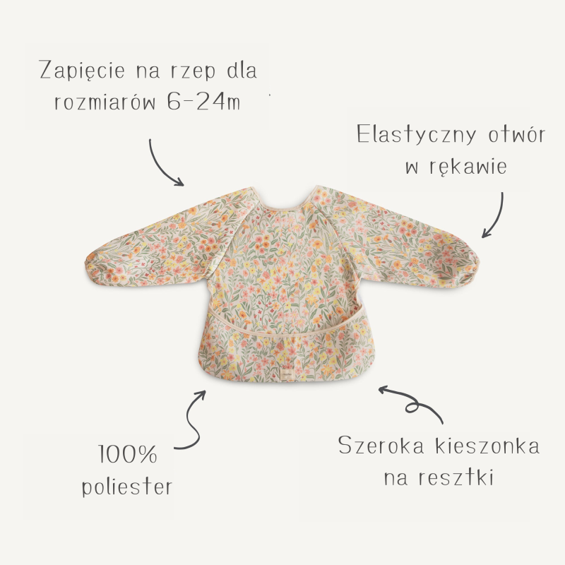 Wodoodporny śliniak z długim rękawem Whales Wielorybki Mushie