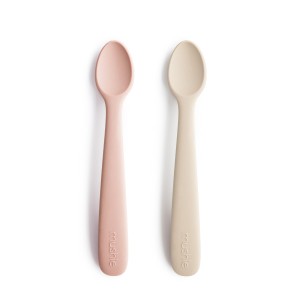 Łyżeczki Silikonowe do Nauki Samodzielnego Jedzenia 2-Pack Blush / Shifting Sand Mushie