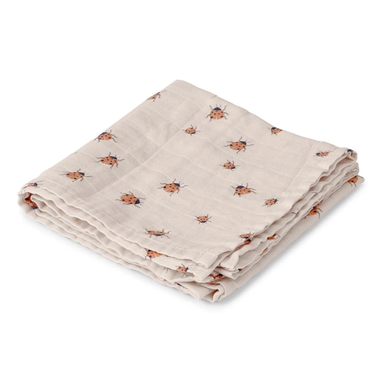 Kocyk muślinowy Swaddle Ladybug 100x100 cm Vanilla Copenhagen