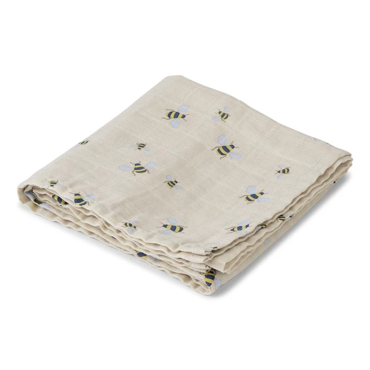 Kocyk muślinowy Swaddle Honeybee 100x100 cm Vanilla Copenhagen