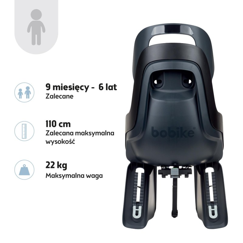 Fotelik rowerowy GO bagażnik MIK HD Urban Black Bobike