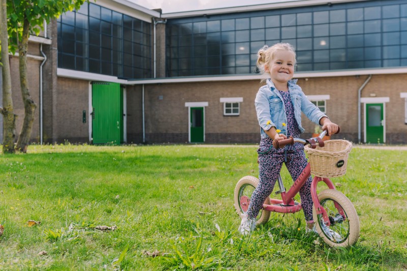 Pierwszy rowerek trójkołowy dziecięcy biegowy 2w1 różowy matowy Trybike