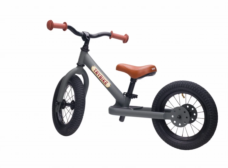Pierwszy rowerek trójkołowy dziecięcy biegowy 2w1 szary matowy Trybike