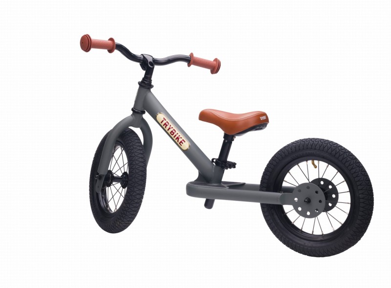 Pierwszy rowerek trójkołowy dziecięcy biegowy 2w1 szary matowy Trybike