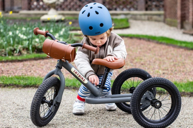 Pierwszy rowerek trójkołowy dziecięcy biegowy 2w1 szary matowy Trybike