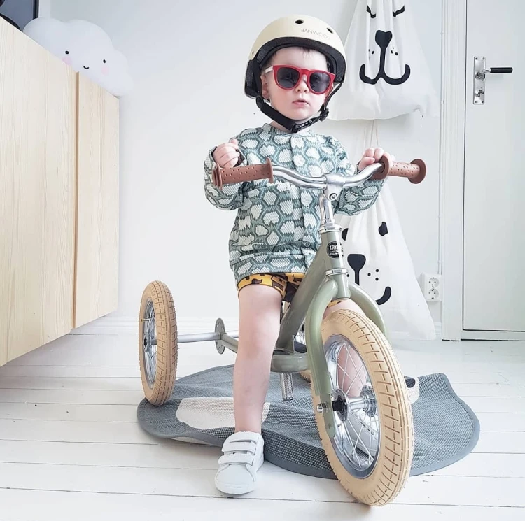 Pierwszy rowerek trójkołowy dziecięcy biegowy 2w1 zielony matowy Trybike