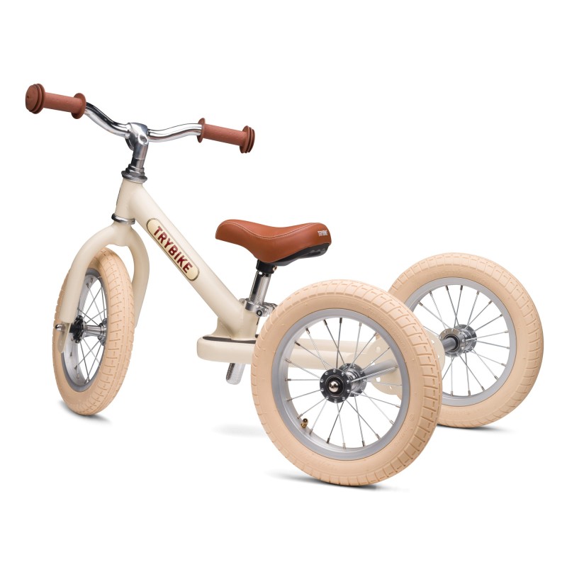 Pierwszy rowerek trójkołowy dziecięcy biegowy 2w1 kremowy matowy Trybike