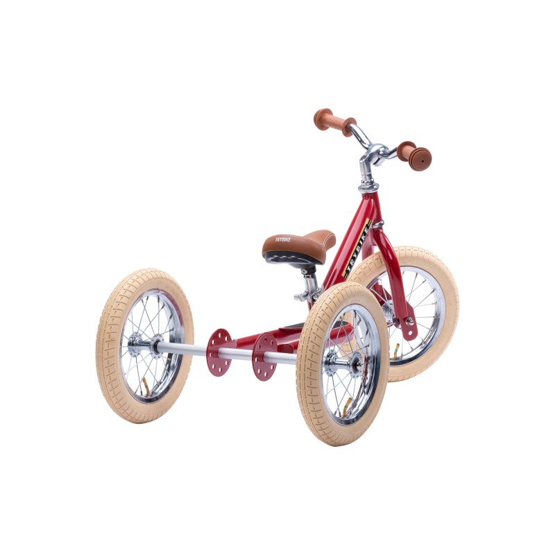 Pierwszy rowerek trójkołowy dziecięcy biegowy 2w1 czerwony matowy Trybike vintage 3wheeler
