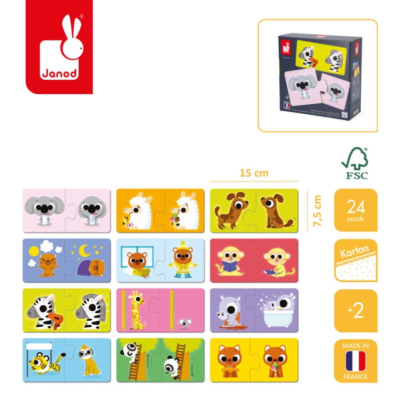 Pierwsze puzzle do pary Przeciwieństwa 24 elementy 2+ Janod