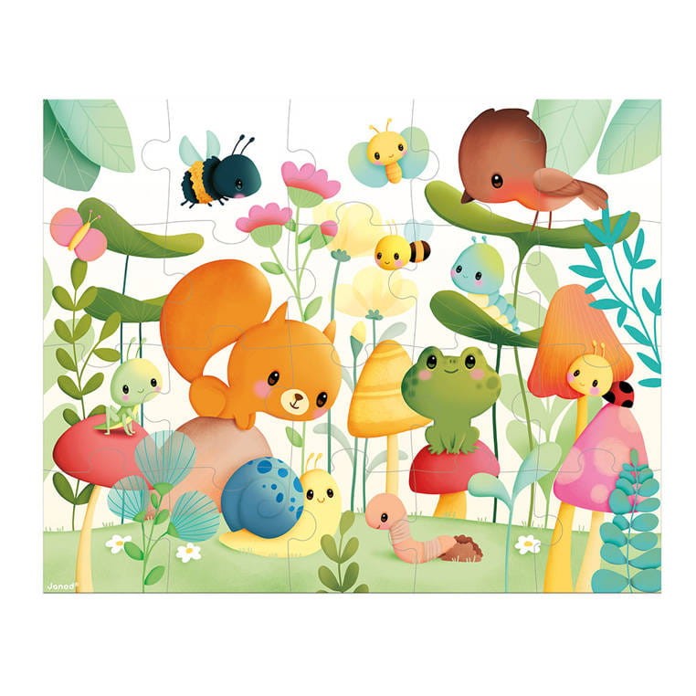 Puzzle w walizce Przyjaciele z ogródka 20 elementów 2+ Janod
