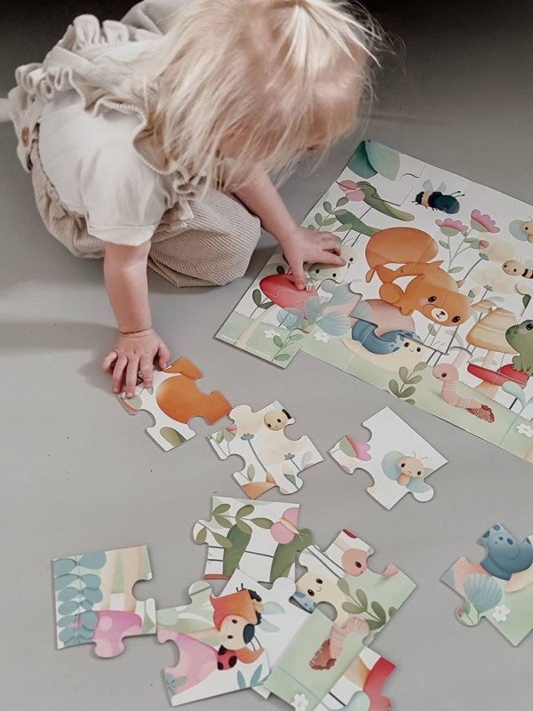 Puzzle w walizce Przyjaciele z ogródka 20 elementów 2+ Janod