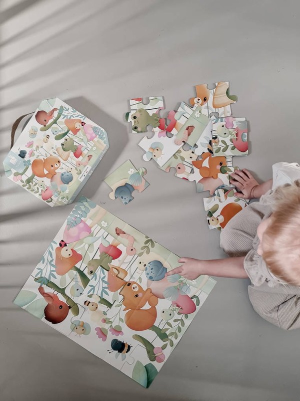 Puzzle w walizce Przyjaciele z ogródka 20 elementów 2+ Janod