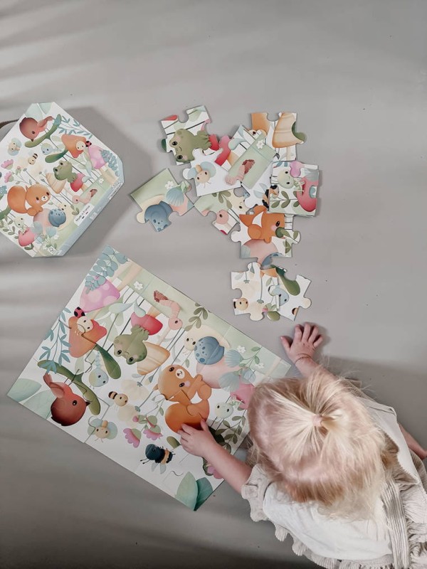 Puzzle w walizce Przyjaciele z ogródka 20 elementów 2+ Janod
