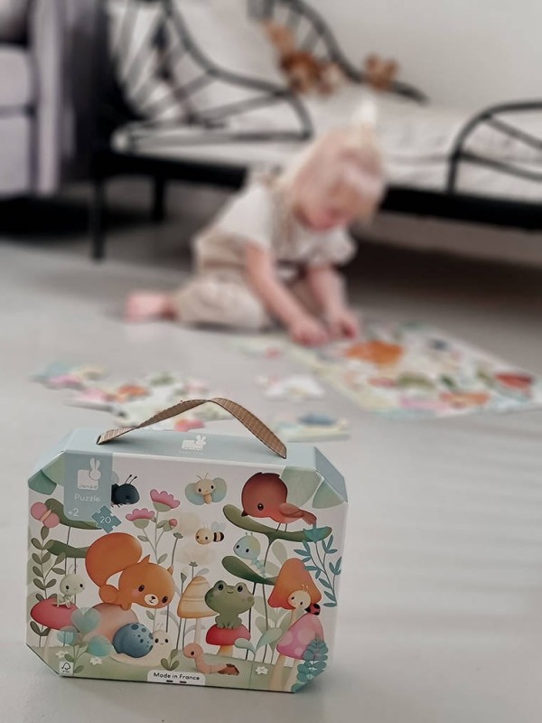 Puzzle w walizce Przyjaciele z ogródka 20 elementów 2+ Janod