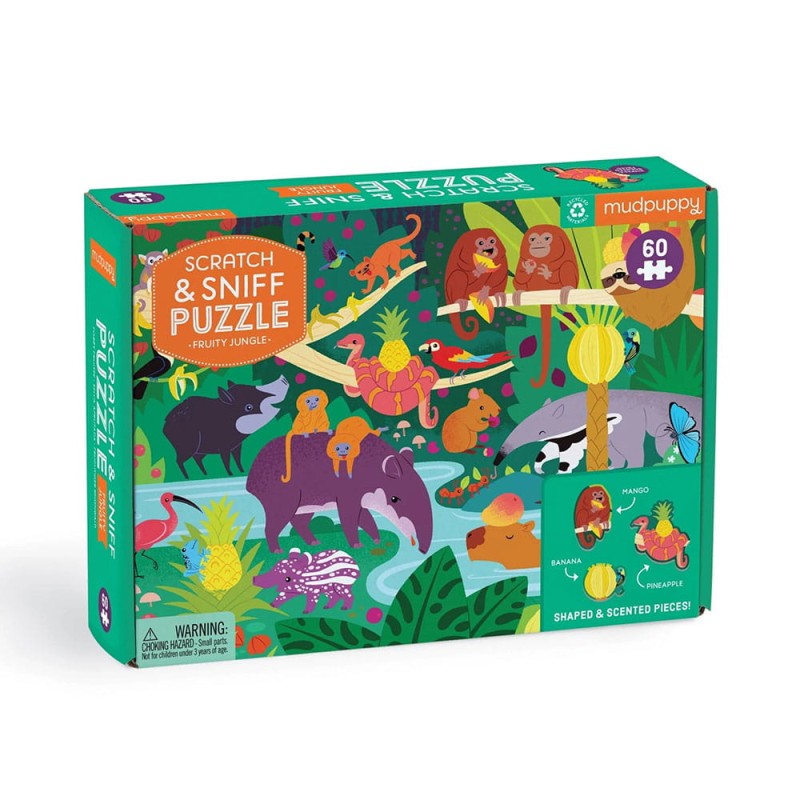 Puzzle sensoryczne z elementami zapachowymi Owocowa dżungla 60 elementów 4+ Mudpuppy