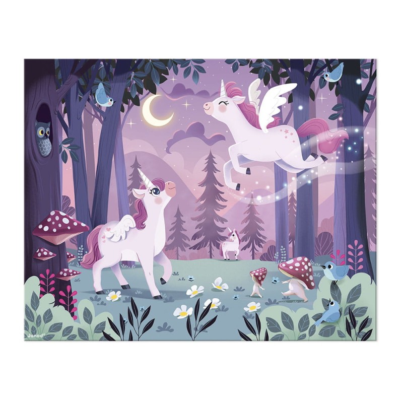 Puzzle w walizce Jednorożce 54 elementy 5+ Made in France Janod