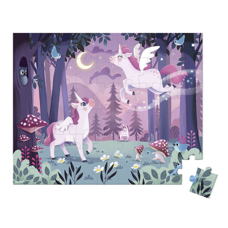 Puzzle w walizce Jednorożce 54 elementy 5+ Made in France Janod