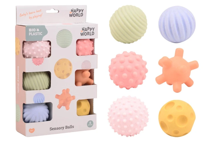 Kulki sensoryczne BIOplastik 6 szt 0 m+ Happy Word