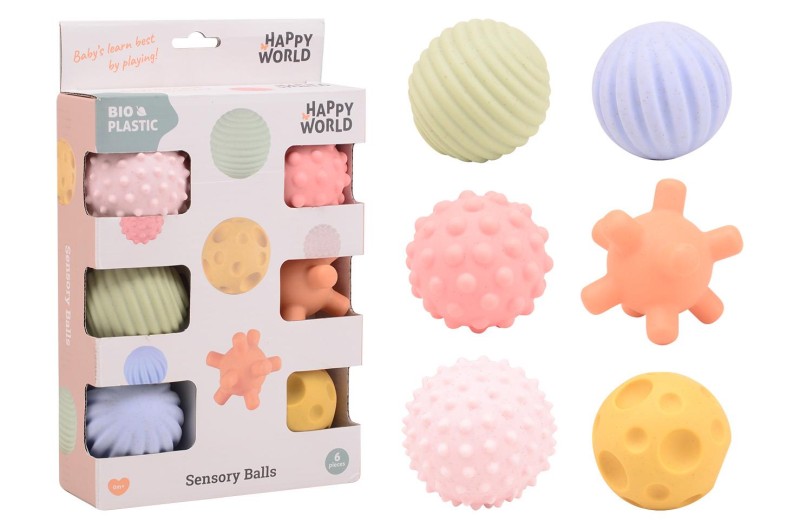 Kulki sensoryczne BIOplastik 6 szt 0 m+ Happy Word