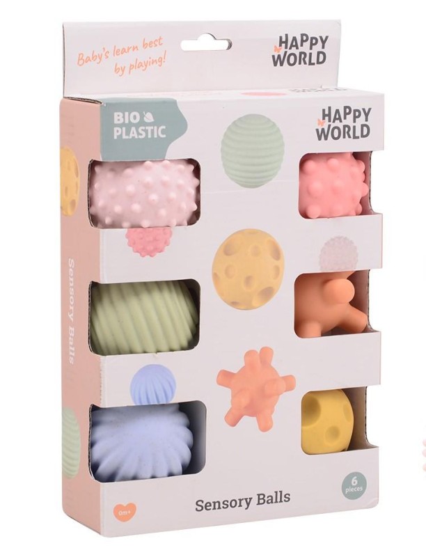 Kulki sensoryczne BIOplastik 6 szt 0 m+ Happy Word