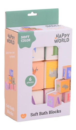 Miękkie kostki do kąpieli 6 szt 0m+ Happy Word
